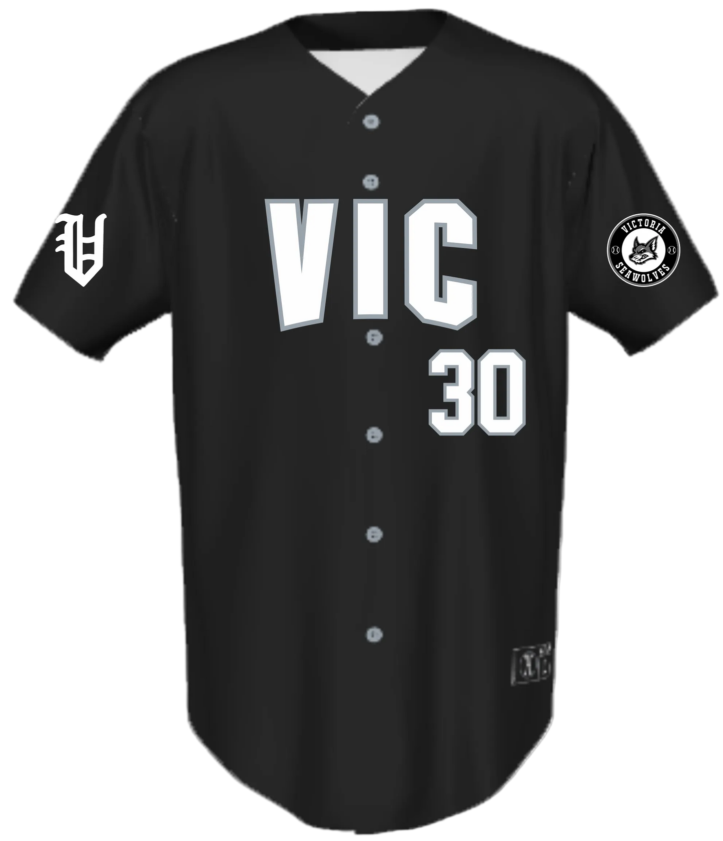Custom Full Button Holloway Black Jerseys for Victoria Seawolves Baseball