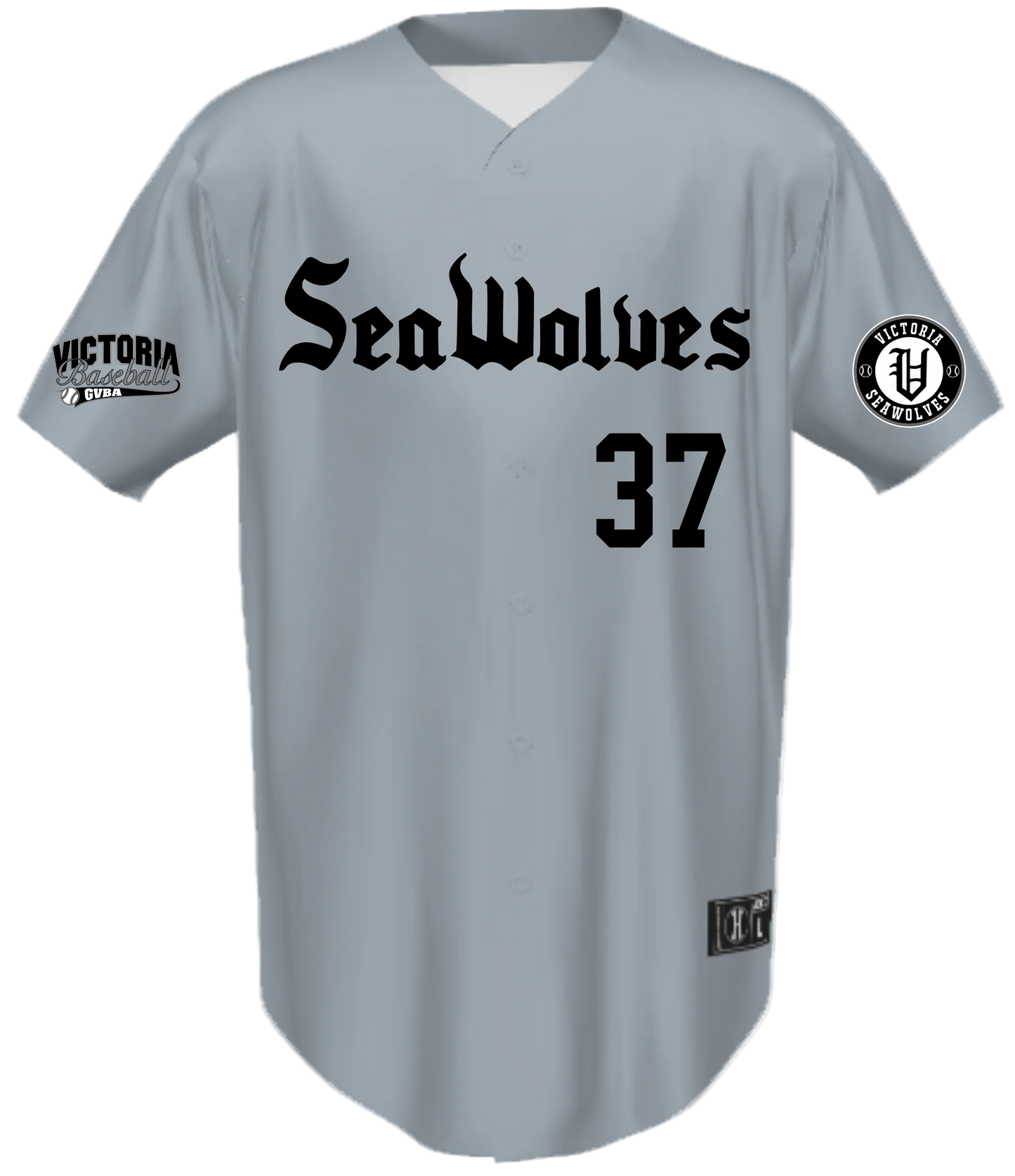 Custom Full Button Holloway Grey Jerseys for Victoria Seawolves Baseball