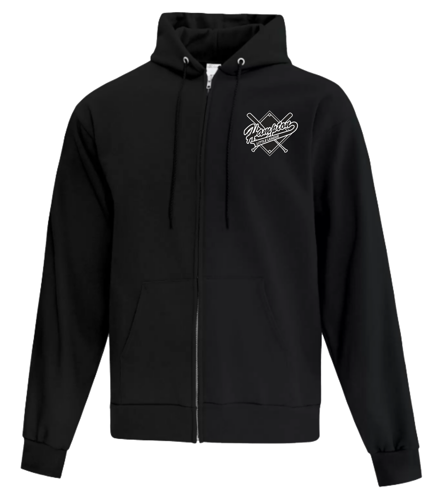 Hampton Little League Unisex and Youth Full Zip Cotton/Polyester Black Hoodie