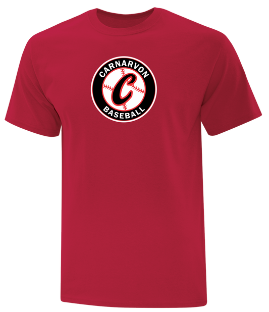 Carnarvon Baseball Unisex and Youth Cotton Red Tshirt