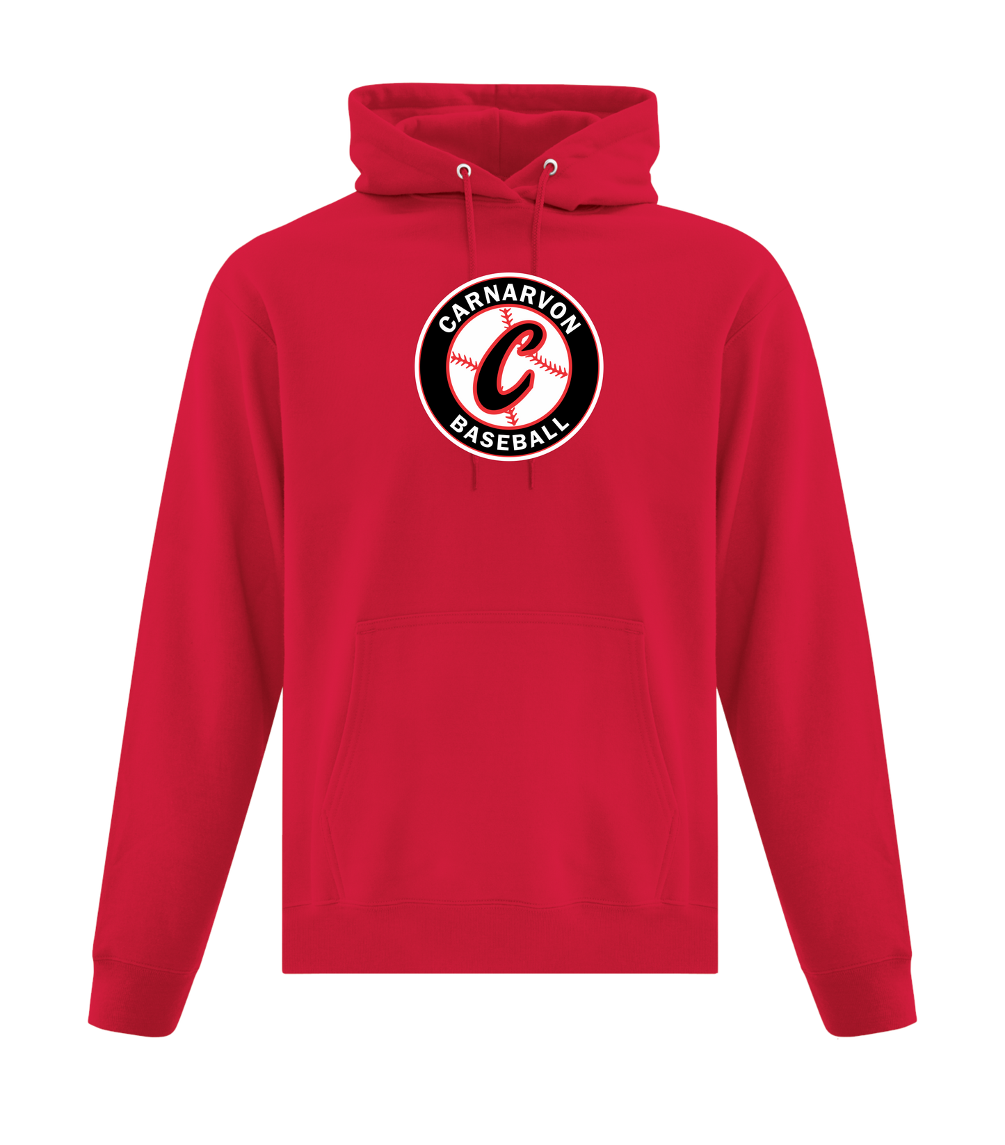 Carnarvon Baseball Unisex and Youth Pullover Red Cotton Hoodie