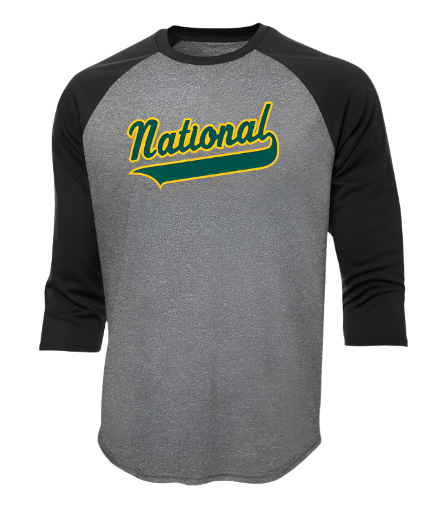 National Little League Black Arm Adult and Youth 3/4 Sleeve Baseball Polyester Tshirt