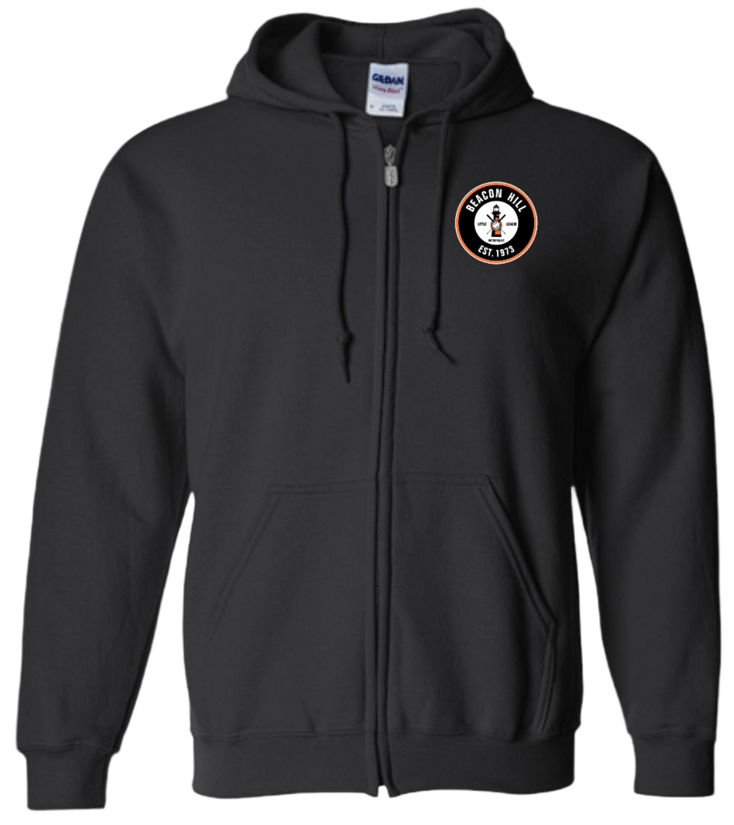 Beacon Hill Unisex and Youth Full Zip Cotton/Polyester Black Hoodie