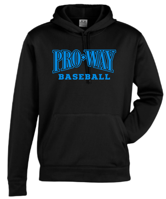 NEON BLUE Pro Way Baseball Unisex and Youth Pullover Black DriFit Hoodie