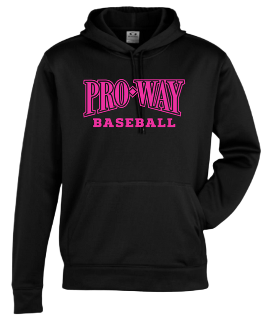 NEON PINK Pro Way Baseball Unisex and Youth Pullover Black DriFit Hoodie