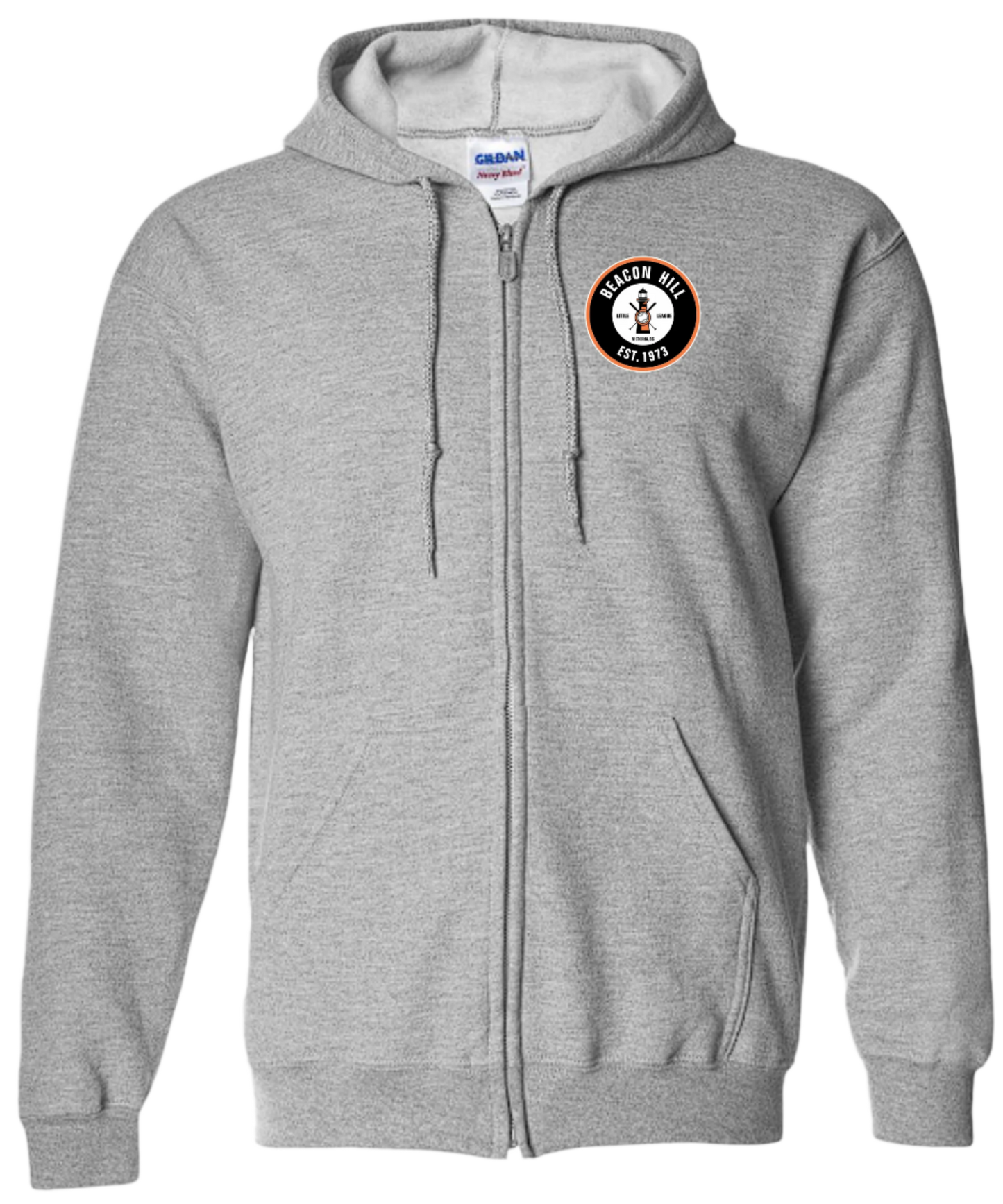Beacon Hill Unisex and Youth Full Zip Cotton/Polyester Sport Grey Hoodies
