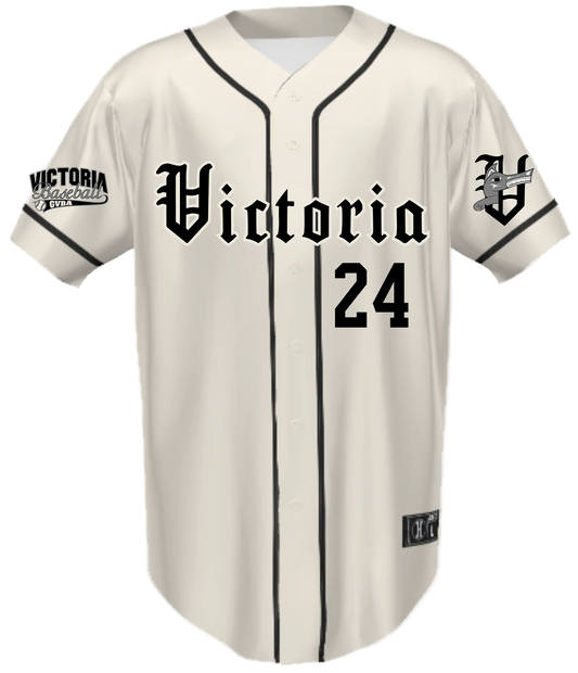 Custom Full Button Holloway Cream Jerseys for Victoria Seawolves Baseball