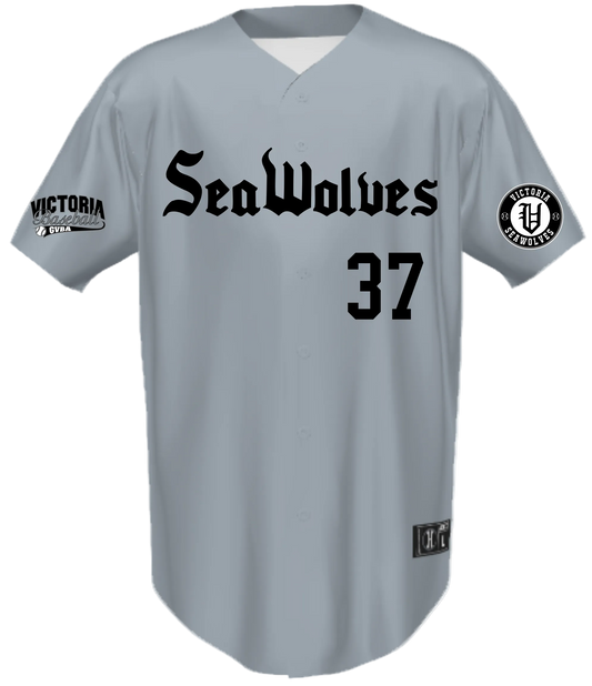 Custom Full Button Holloway Grey Jerseys for Victoria Seawolves Baseball