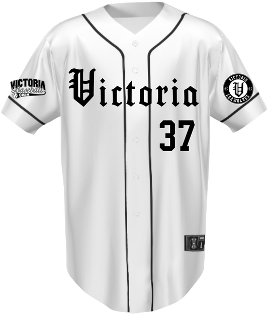 Custom Full Button Holloway White Jerseys for Victoria Seawolves Baseball