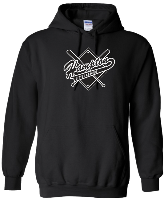 Hampton Little League Youth and Unisex Pullover Cotton Black Hoodie