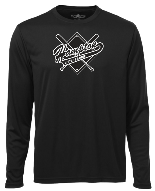 Hampton Little League Unisex and Youth Long Sleeve Black DriFit Tshirt