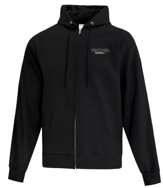 View Royal Fastball Unisex and Youth Full Zip Cotton/Polyester Black Hoodie