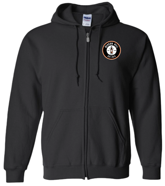 Beacon Hill Unisex and Youth Full Zip Cotton/Polyester Black Hoodie