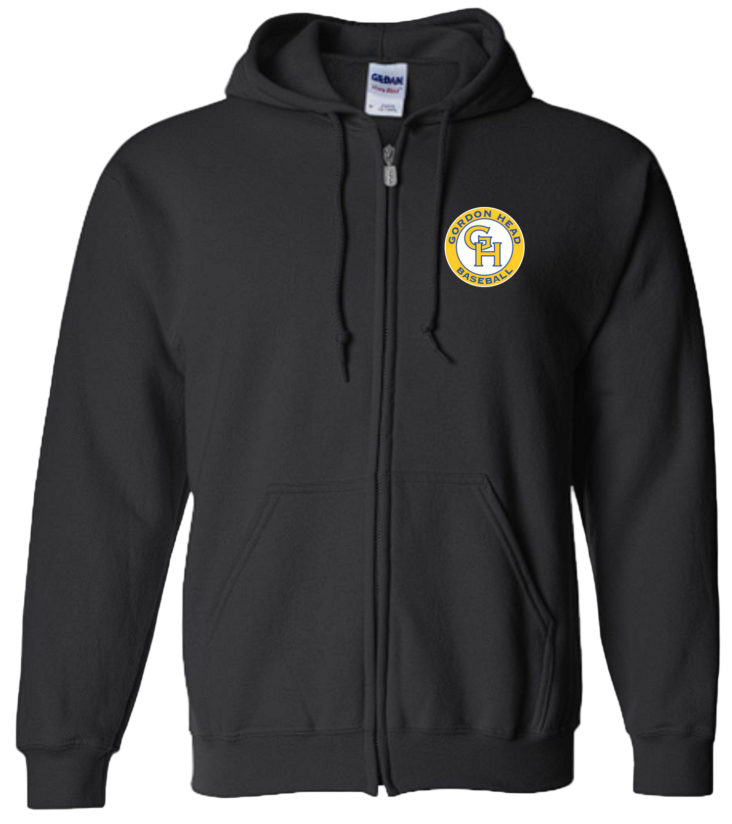 Gordon Head Baseball Black Unisex and Youth Full Zip Cotton Hoodie