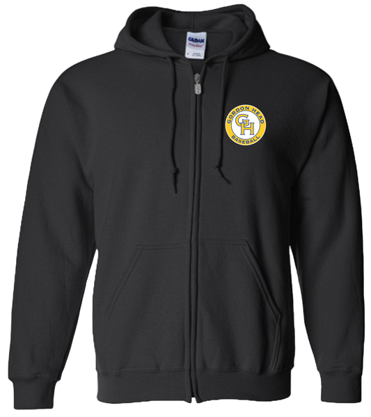 Gordon Head Baseball Black Unisex and Youth Full Zip Cotton Hoodie