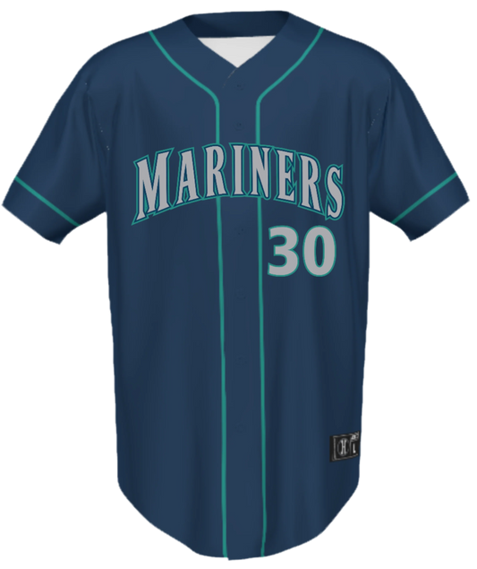 Custom Full Button Holloway Navy Jerseys for Victoria Mariners Baseball Club