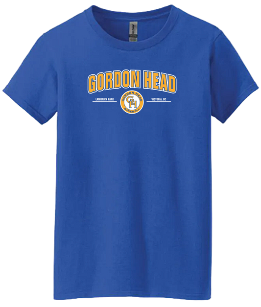 Gordon Head Baseball Unisex and Youth Cotton Royal Blue Tshirts