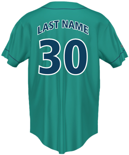 Custom Full Button Holloway Teal Jerseys for Victoria Mariners Baseball Club