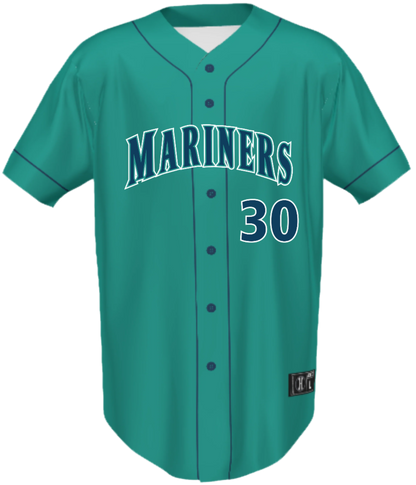 Custom Full Button Holloway Teal Jerseys for Victoria Mariners Baseball Club