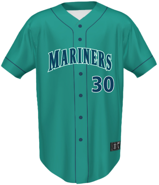 Custom Full Button Holloway Teal Jerseys for Victoria Mariners Baseball Club