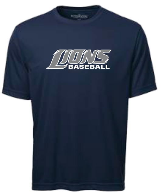 Lions Baseball  Unisex and Youth Short Sleeve DriFit Navy Tshirt